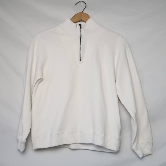 Debbie Morgan Sweaters - Debbie Morgan white ribbed knit 1/4 zip pullover sweater L